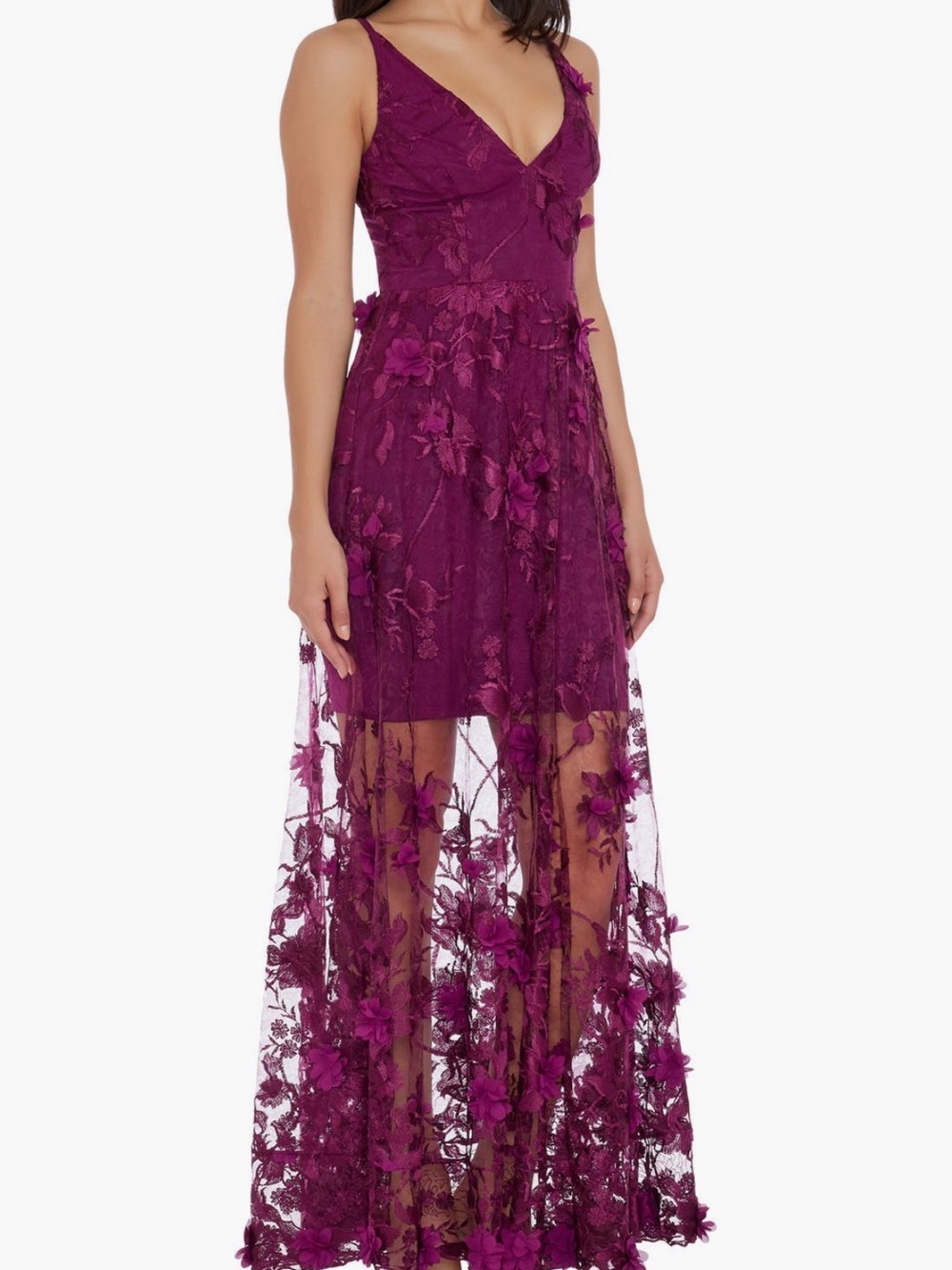 Sidney Deep V neck 3ad lace gown